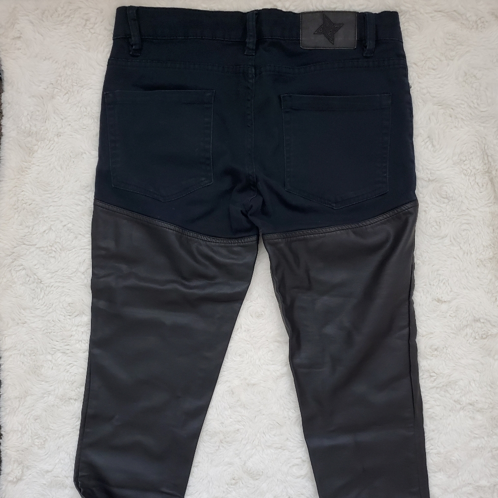 BCBGeneration Blue and Black Faux Leather Jeans - Picture 5 of 12